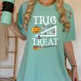 Trig Or Treat Shirt Halloween Math Teacher School College Men Women Kids Women's Comfort Colors T-Shirt Chalky Mint