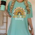 Wild About Reading Teacher Back To School Leopard Rainbow Women's Comfort Colors T-Shirt Chalky Mint Wild About Reading Teacher Back To School Leopard Rainbow Women's Comfort Colors T-Shirt Chalky Mint