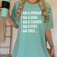 Woman Mom Teacher Wife TIRED T Shirt Cute Mom Teacher Shirts Women's Comfort Colors T-Shirt Chalky Mint