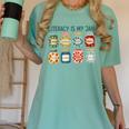 Women Literacy Is My Jam Literacy Teacher Reading Teacher Women's Comfort Colors T-Shirt Chalky Mint Women Literacy Is My Jam Literacy Teacher Reading Teacher Women's Comfort Colors T-Shirt Chalky Mint
