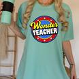 Wonder Teacher Super Woman Power Superhero Back To School Women's Comfort Colors T-Shirt Chalky Mint