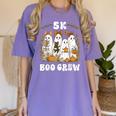 5K Boo Crew Halloween Teacher K5 Floral Ghost Trick Or Teach Women's Comfort Colors T-Shirt Violet
