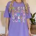 ABC Animals Alphabet Graphic Boys Girls Kindergarten Teacher Women's Comfort Colors T-Shirt Violet