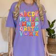 Alphabet A-Z ABC Kids Back To School Pre K Teachers Women's Comfort Colors T-Shirt Violet