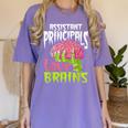 Assistant Principals Love Brains Zombie Teacher Halloween Women's Comfort Colors T-Shirt Violet Assistant Principals Love Brains Zombie Teacher Halloween Women's Comfort Colors T-Shirt Violet