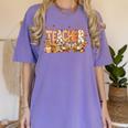 Autumn Pumpkin Thanksgiving Coffee Floral Teacher Fall Women's Comfort Colors T-Shirt Violet Autumn Pumpkin Thanksgiving Coffee Floral Teacher Fall Women's Comfort Colors T-Shirt Violet