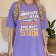 Back To School Dinosaur Social Studies Teacher Student Women's Comfort Colors T-Shirt Violet
