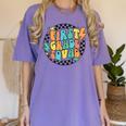 Back To School Groovy Teacher 1st First Grade Crew Squad Women's Comfort Colors T-Shirt Violet Back To School Groovy Teacher 1st First Grade Crew Squad Women's Comfort Colors T-Shirt Violet
