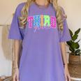 Back To School Neon Checkered Third Grade Colorful Teacher Women's Comfort Colors T-Shirt Violet