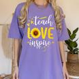 Back To School Teach Love And Inspire Teacher Sunflower Women's Comfort Colors T-Shirt Violet Back To School Teach Love And Inspire Teacher Sunflower Women's Comfort Colors T-Shirt Violet