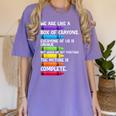 Back To School Teacher We Are Like A Box Of Crayons Women's Comfort Colors T-Shirt Violet