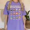 How To Become A Better Reader Animals Reading Teacher Women's Comfort Colors T-Shirt Violet