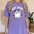 Boo Jour Ghost Halloween French Teacher Cute Coffe Croissant Women's Comfort Colors T-Shirt Violet Boo Jour Ghost Halloween French Teacher Cute Coffe Croissant Women's Comfort Colors T-Shirt Violet