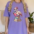 Book Lover Cute Flamingo Reading Teacher Librarian Women Women's Comfort Colors T-Shirt Violet