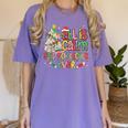 Book Tree All Is Calm Said No Teacher Ever Christmas Women's Comfort Colors T-Shirt Violet Book Tree All Is Calm Said No Teacher Ever Christmas Women's Comfort Colors T-Shirt Violet