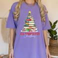 All Booked For Christmas Xmas Tree Teacher Holiday Pajamas Women's Comfort Colors T-Shirt Violet