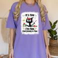 Cat It's Fine I'm Fine Everything Is Fine Teacher Life Women's Comfort Colors T-Shirt Violet Cat It's Fine I'm Fine Everything Is Fine Teacher Life Women's Comfort Colors T-Shirt Violet