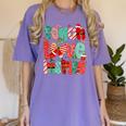 Christmas Coquette Bow Teacher Teach Love Inspire Women's Comfort Colors T-Shirt Violet Christmas Coquette Bow Teacher Teach Love Inspire Women's Comfort Colors T-Shirt Violet