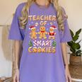 Christmas Teacher Of Smart Cookies Gingerbread Man Teaching Women's Comfort Colors T-Shirt Violet Christmas Teacher Of Smart Cookies Gingerbread Man Teaching Women's Comfort Colors T-Shirt Violet