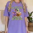 All The Cool Dragons Are Reading Dragon Teacher Women's Comfort Colors T-Shirt Violet