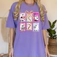 Coquette Bow Spooky Teacher Ghost Halloween Trick Or Teach Women's Comfort Colors T-Shirt Violet Coquette Bow Spooky Teacher Ghost Halloween Trick Or Teach Women's Comfort Colors T-Shirt Violet
