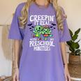 Creepin It Real Monster School Preschool Teacher Halloween Women's Comfort Colors T-Shirt Violet