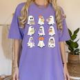 Cute Ghost Reading Books Teacher Halloween Reading Men Women Kids Women's Comfort Colors T-Shirt Violet