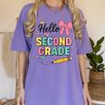 Cute Hello Second Grade Back To School Coquette Teacher Girl Women's Comfort Colors T-Shirt Violet