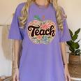 Cute Teacher With Apple Retro Teacher Kids Back To School Women's Comfort Colors T-Shirt Violet Cute Teacher With Apple Retro Teacher Kids Back To School Women's Comfort Colors T-Shirt Violet