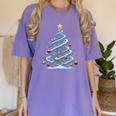 DNA Helix Christmas Tree Scientist Biology Science Teacher Women's Comfort Colors T-Shirt Violet