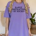 Easily Distracted By Rocks Rock Lover Geology Teacher Women's Comfort Colors T-Shirt Violet