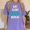 Eat Sleep Math Repeat Math Teacher Men Women Girls Kids Women's Comfort Colors T-Shirt Violet
