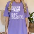 English Teacher Because Math Teachers Need Heroes Too Women's Comfort Colors T-Shirt Violet