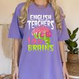 English Teachers Love Brains Zombie Teacher School Halloween Women's Comfort Colors T-Shirt Violet English Teachers Love Brains Zombie Teacher School Halloween Women's Comfort Colors T-Shirt Violet