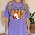 Fall Book Pumpkin Books Ghost Reading Halloween Teacher Women's Comfort Colors T-Shirt Violet Fall Book Pumpkin Books Ghost Reading Halloween Teacher Women's Comfort Colors T-Shirt Violet