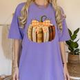 Fall Book Pumpkin Halloween Teacher Librarian Thanksgiving Women's Comfort Colors T-Shirt Violet Fall Book Pumpkin Halloween Teacher Librarian Thanksgiving Women's Comfort Colors T-Shirt Violet