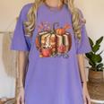 Fall Book Pumpkin Retro Reading Halloween Teacher Women's Comfort Colors T-Shirt Violet Fall Book Pumpkin Retro Reading Halloween Teacher Women's Comfort Colors T-Shirt Violet