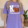 Fall Kindergarten Teacher K Is For Buffalo Plaid Pumpkin Women's Comfort Colors T-Shirt Violet