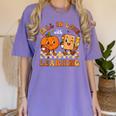 Fall In Love With Reading Book Autumn Pumpkins And Teachers Women's Comfort Colors T-Shirt Violet Fall In Love With Reading Book Autumn Pumpkins And Teachers Women's Comfort Colors T-Shirt Violet
