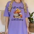 Fall In Love With Reading Book Autumn Teachers Pumpkins Women's Comfort Colors T-Shirt Violet