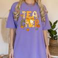 Fall Teacher Pumpkin Coquette Bow Autumn Classroom Women's Comfort Colors T-Shirt Violet Fall Teacher Pumpkin Coquette Bow Autumn Classroom Women's Comfort Colors T-Shirt Violet