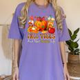 Fall Vibes Costume Teacher Thanksgiving Leopard Gnome Women's Comfort Colors T-Shirt Violet