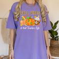 Fall Vibes And That Teacher Life Autumn Thanksgiving Women's Comfort Colors T-Shirt Violet Fall Vibes And That Teacher Life Autumn Thanksgiving Women's Comfort Colors T-Shirt Violet