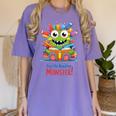 Feed The Reading Monster Halloween Teacher Women's Comfort Colors T-Shirt Violet Feed The Reading Monster Halloween Teacher Women's Comfort Colors T-Shirt Violet