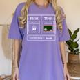 First Caffeinate Then Educate I Am Earning A Break Teacher Women's Comfort Colors T-Shirt Violet