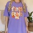 First Grade Fall Floral Coquette Bow Teachers Students Women's Comfort Colors T-Shirt Violet