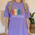 Floral Books Never Underestimate A Public School Teacher Women's Comfort Colors T-Shirt Violet