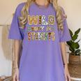 Fun Zoo Animal Print Teacher Shirts Wild About My Students Women's Comfort Colors T-Shirt Violet
