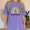 Future Teacher Cute Rainbow Leopard Teacher Outfit For Men Women Girls Kids Women's Comfort Colors T-Shirt Violet Future Teacher Cute Rainbow Leopard Teacher Outfit For Men Women Girls Kids Women's Comfort Colors T-Shirt Violet
