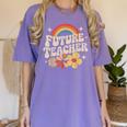 Future Teacher Kids Youth Girls Rainbow Pre-k Kindergarten Women's Comfort Colors T-Shirt Violet Future Teacher Kids Youth Girls Rainbow Pre-k Kindergarten Women's Comfort Colors T-Shirt Violet